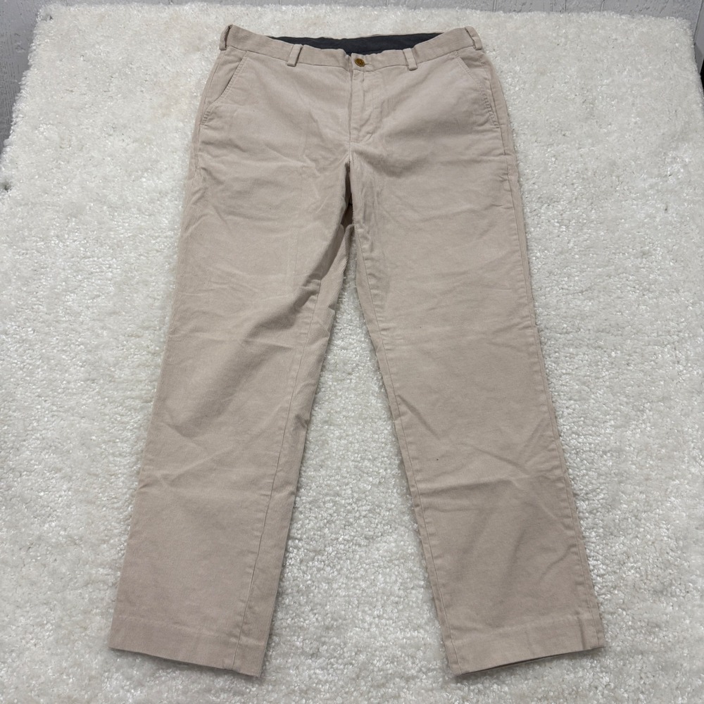 Brooks Brothers Clark Chino Pants Mens 36x30 Beige Corduroy Stretch Straight Leg